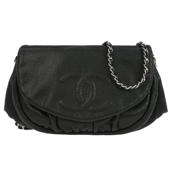 Chanel Black Calfskin Half Moon WOC Shoulder Wallet Bag - Picture 1 of 10
